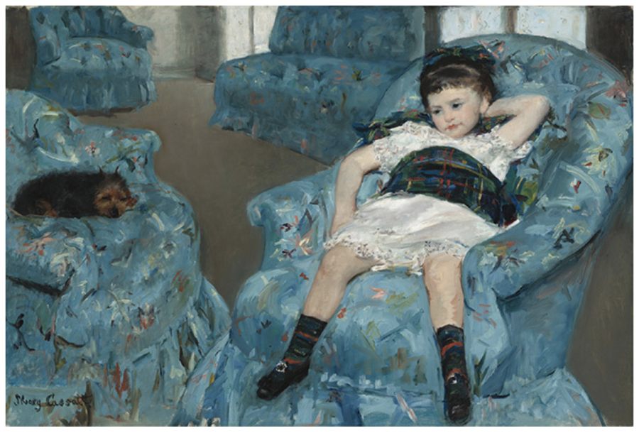 Little Girl in a Blue Armchair by Mary Stevenson Cassatt油畫